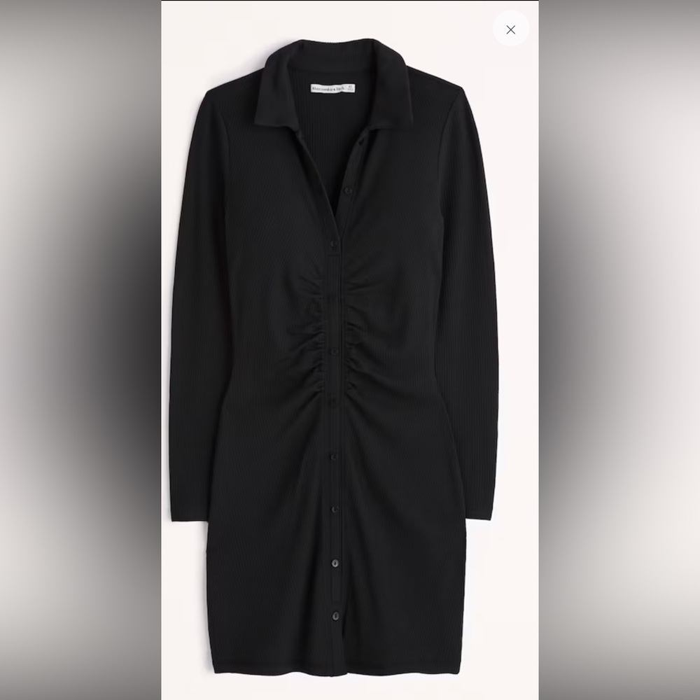 Abercrombie & Fitch Ruche Shirt Dress XS Black
